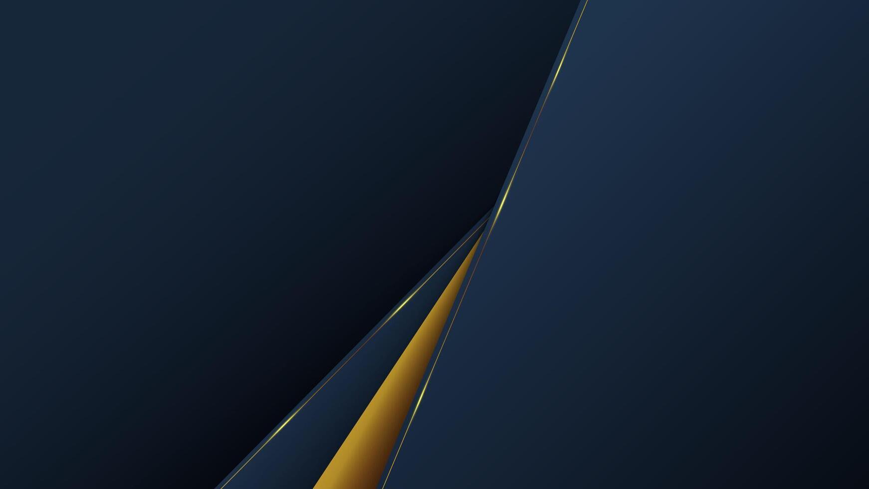 Dark blue gradient abstract background with gold lines vector