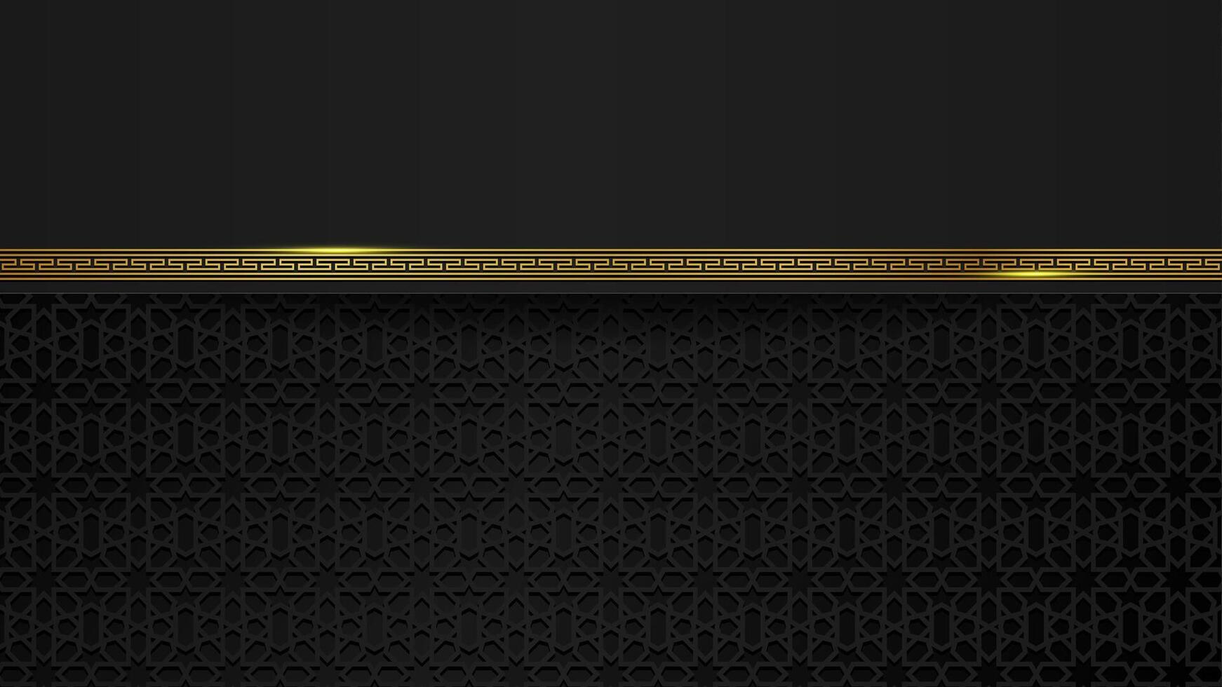 Luxurious black gradient Islamic background with decorative art vector