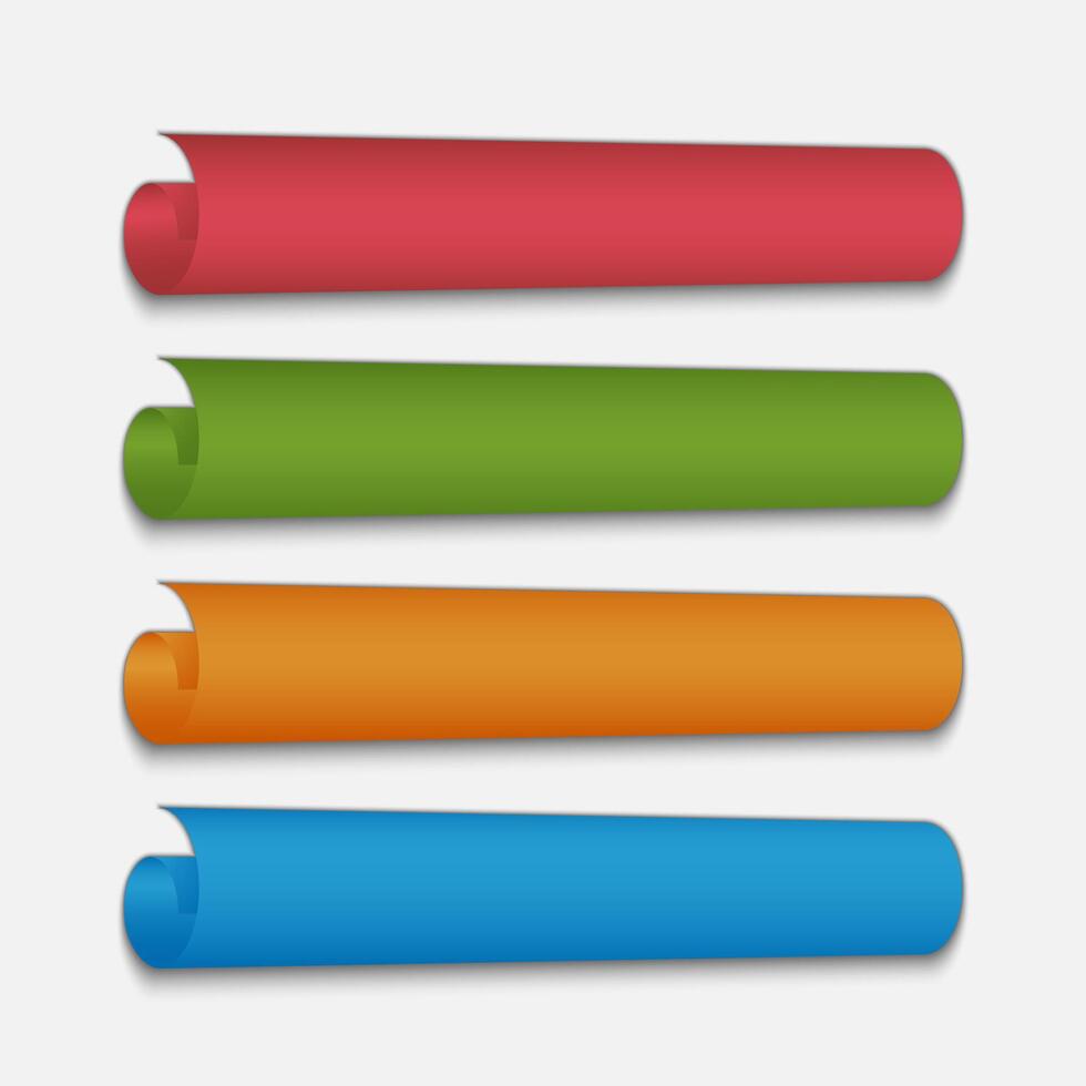 Bright four-color text box with paper roll technique vector