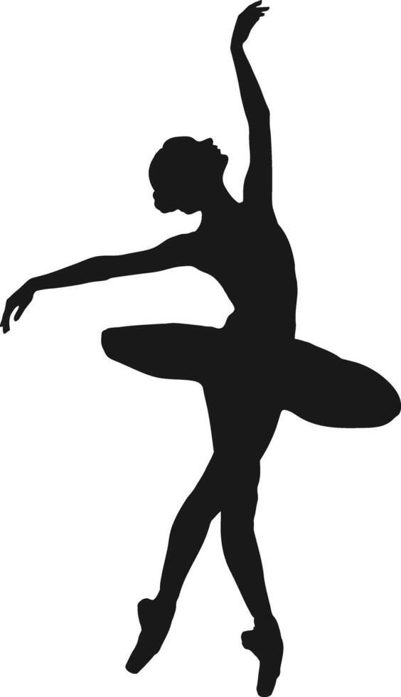 Silhouette of a ballerina in a graceful pose pointe shoes tutu dance vector