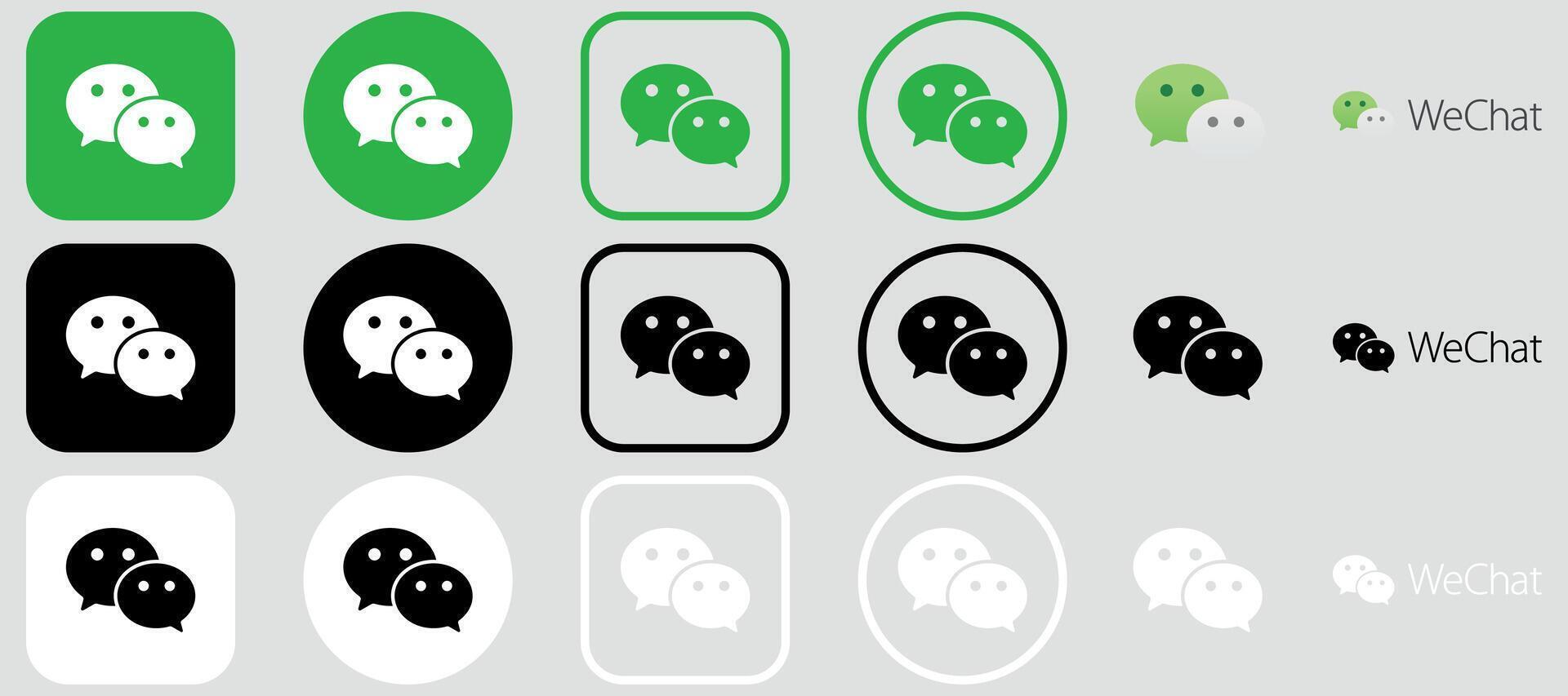 WeChat Logo Mega Bundle Icon Set WeChat App Premium Social Media Design for Digital Download vector