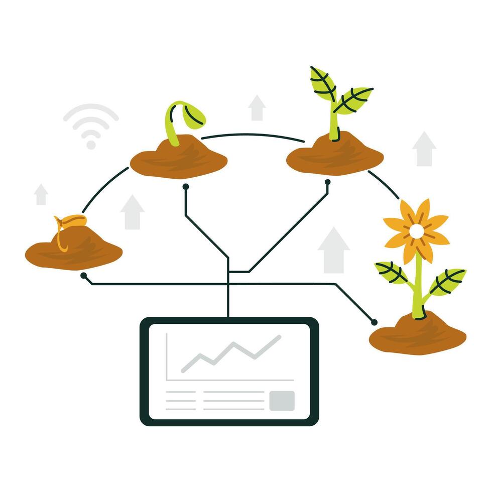 Digital Monitoring Of Plant Growth And Development Through Technology vector