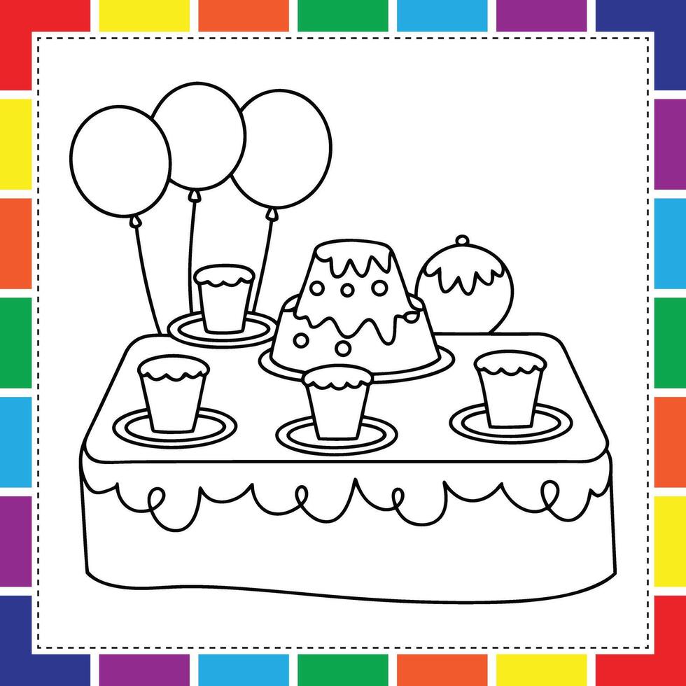 Random Scenes Characters and Shapes Perfect for All Ages Birthday coloring pages for kids vector