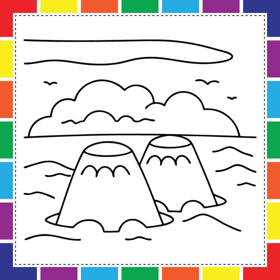 A coloring page with a picture of two islands vector