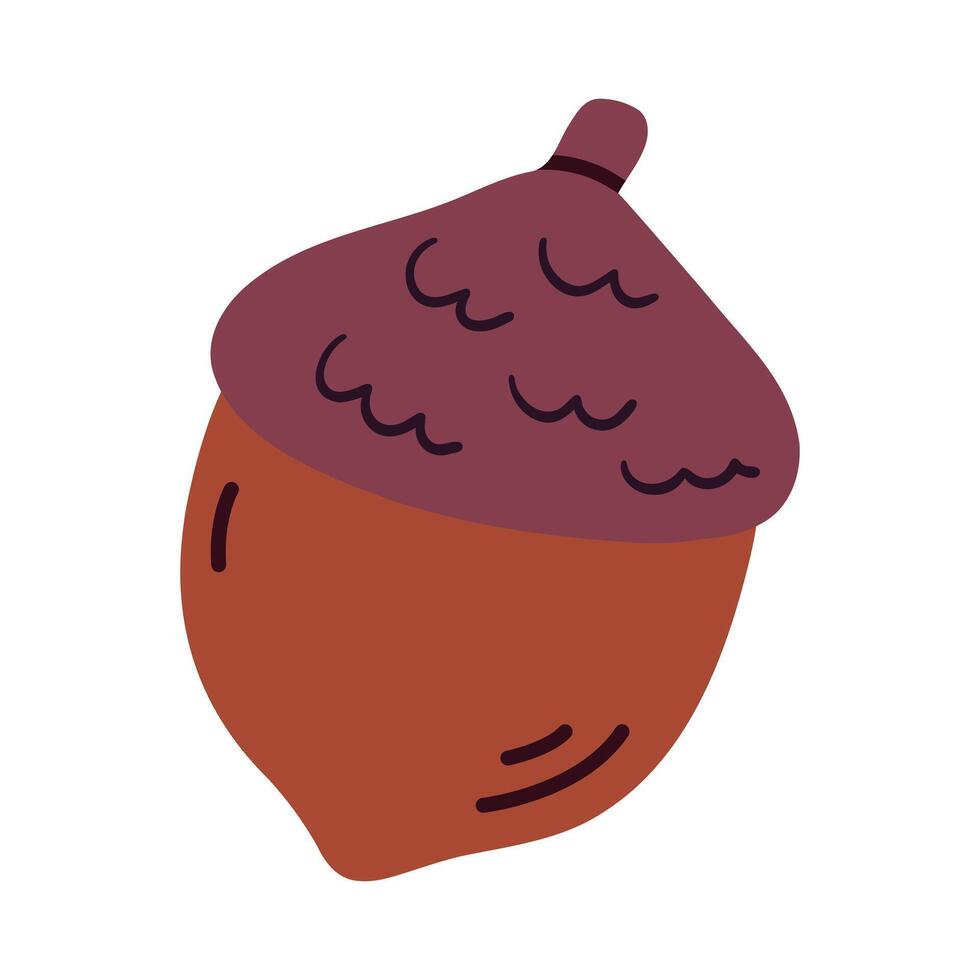 Charming autumn acorn illustration, perfect for seasonal designs, nature themes, and fall decor. Ideal for use in invitations, crafts, and prints. A cozy, rustic touch for any autumn project. vector