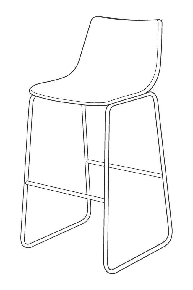 Illustration of Bar chair perfect outline. art customizable illustration. Night club, drinking establishment, pub furniture. outline isolated drawing art. vector