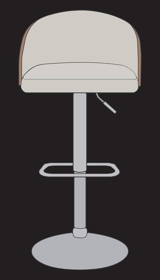 a white and brown bar stool with a metal base vector