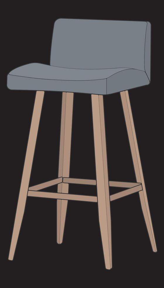a drawing of a stool with a wooden seat vector