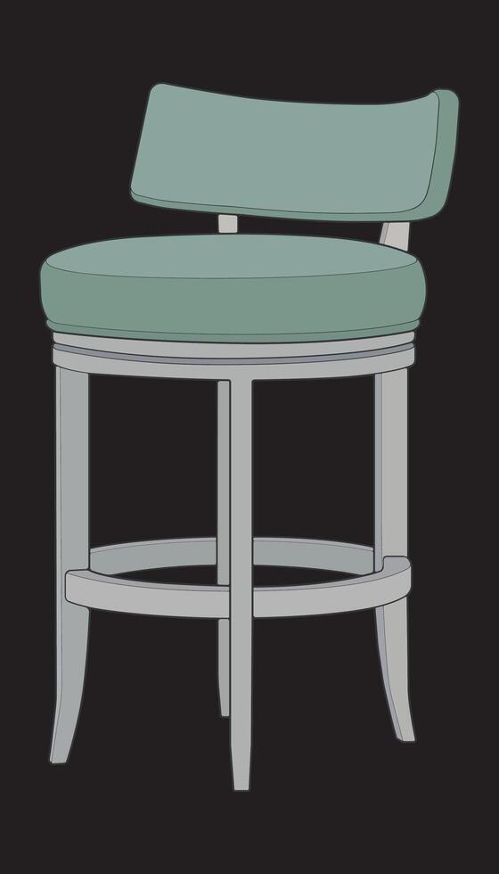 a stool with a green seat and a white frame vector