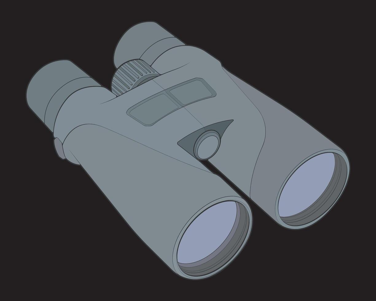 a pair of binoculars on a isolated black background vector