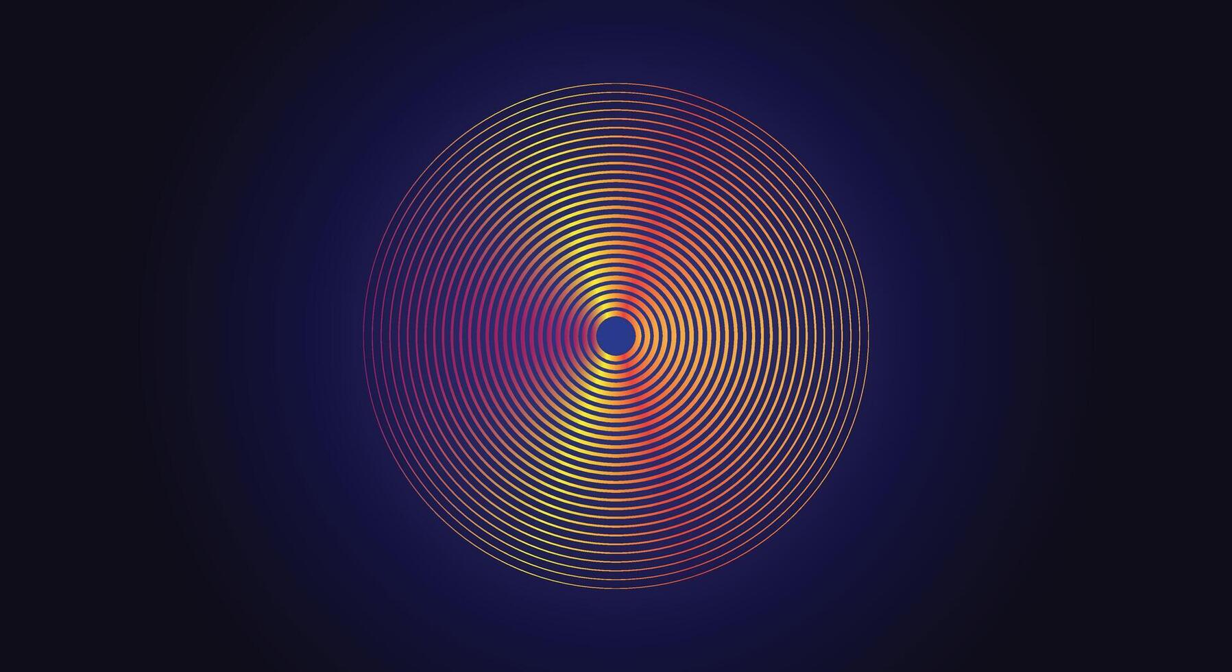 abstract radiant circle with hypnotic glow on dark background design template vector