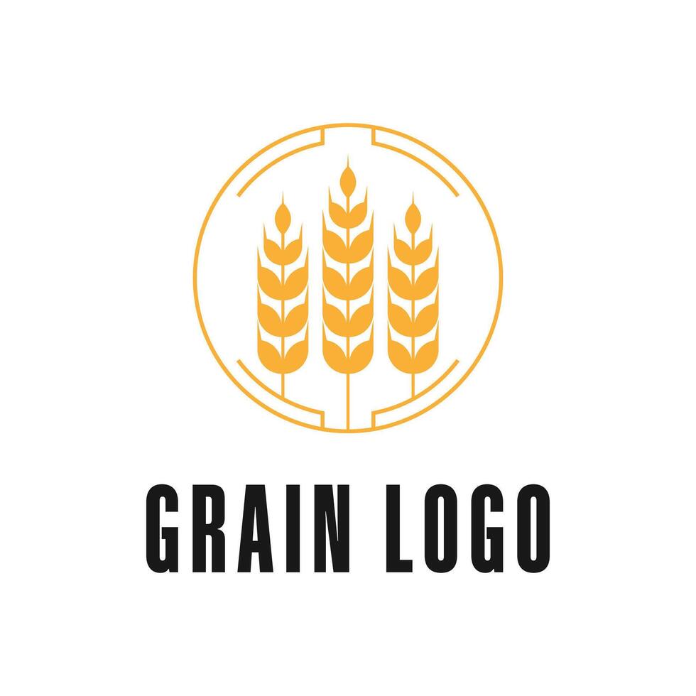 grain logo design concept with label circle idea vector