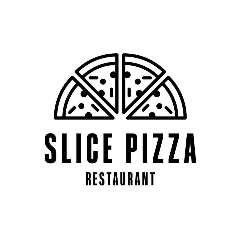 slice pizza logo design concept outline style vector