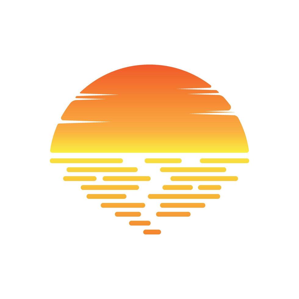 sunset beach logo design sea wave concept idea vector