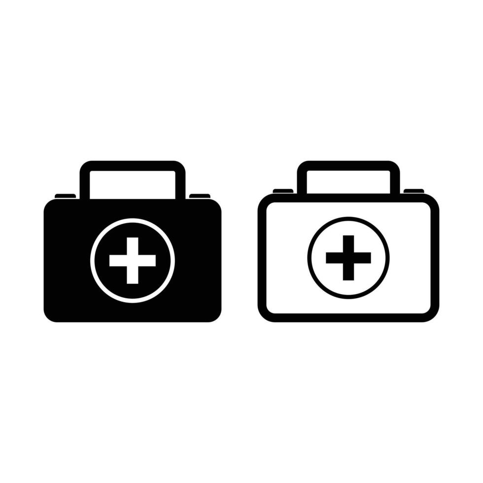 first aid kit box icon design concept silhouette and outline style vector