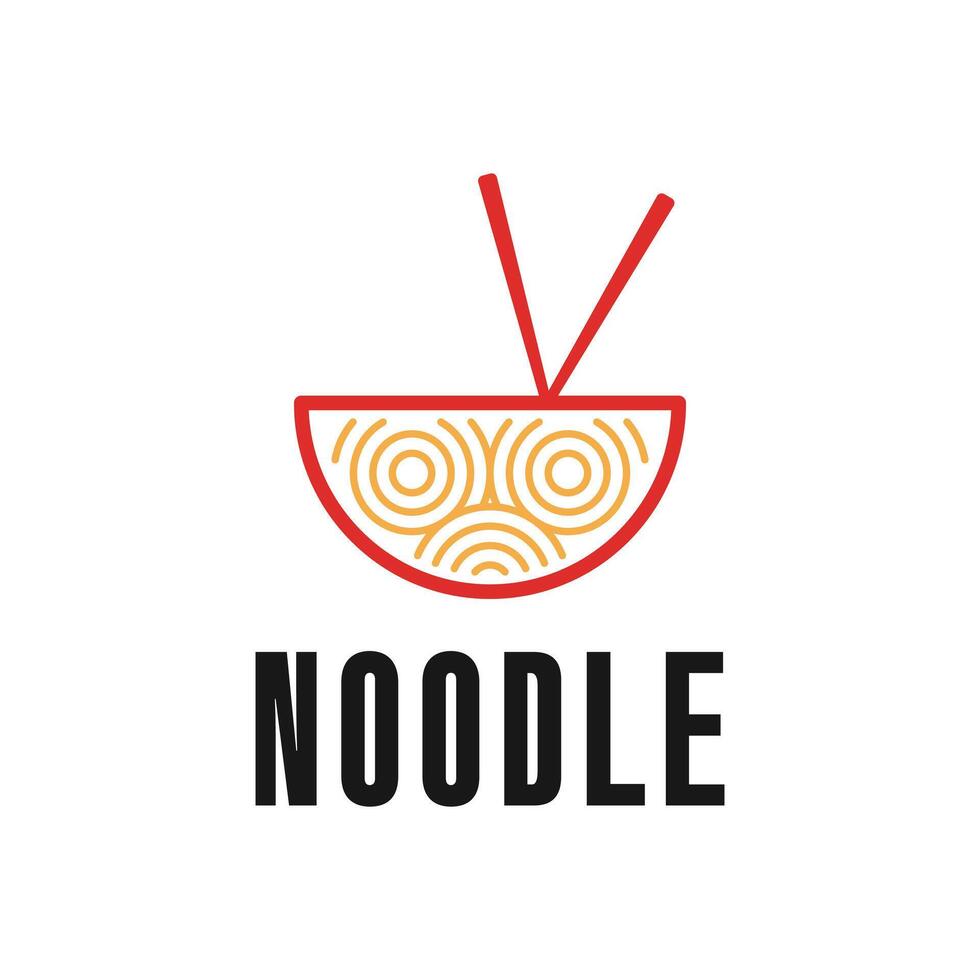 noodle bowl logo design concept with chopstick vector