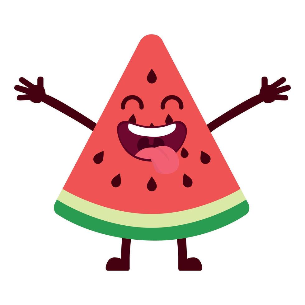 Happy watermelon slice cartoon character vector