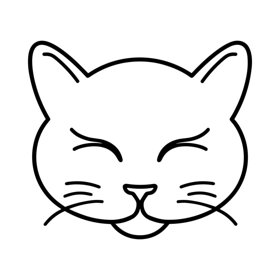 Kawaii cat icon, line art. Cute animal face, doodle. Childish hand drawn design vector