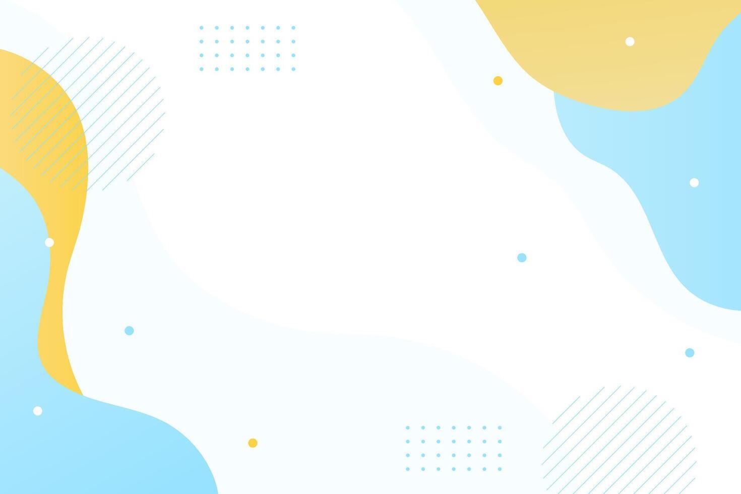 Clean abstract background with organic shapes and modern memphis elements in blue and yellow vector