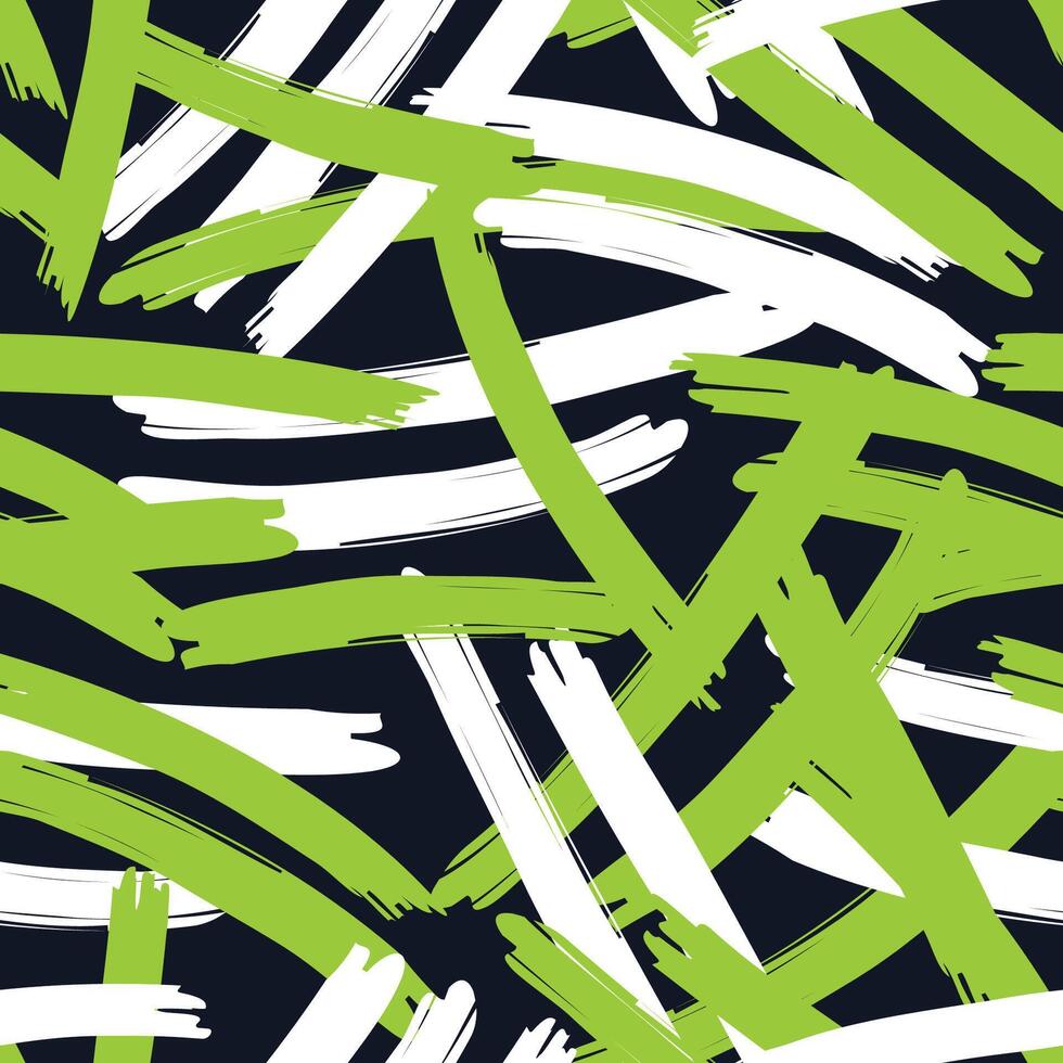 Abstract seamless wavy shapes line pattern, hand drawn green colored background vector