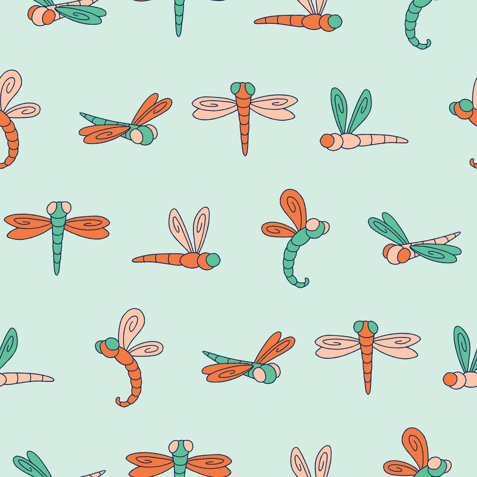Dragonfly Seamless Pattern Background for Print Fabric Surface Fashion Wrapping vector