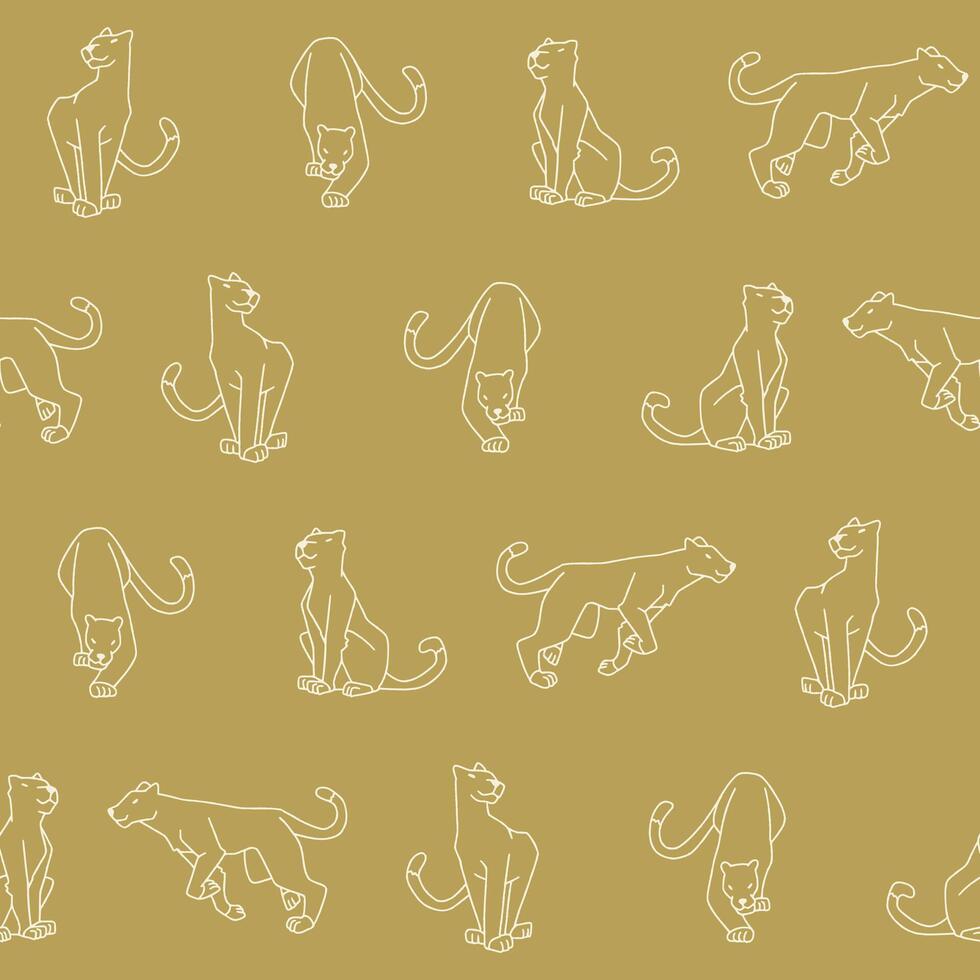 Outline Panther Seamless Pattern Background for Print Fabric Surface Fashion Wrapping vector
