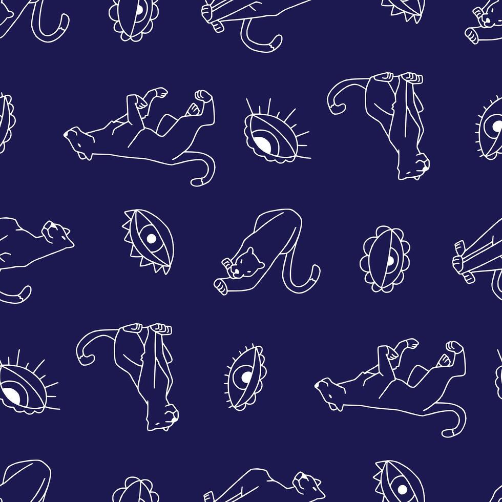 Outline Seamless Pattern of Panther Animal Eye Background for Fashion Wrapping Print Fabric vector