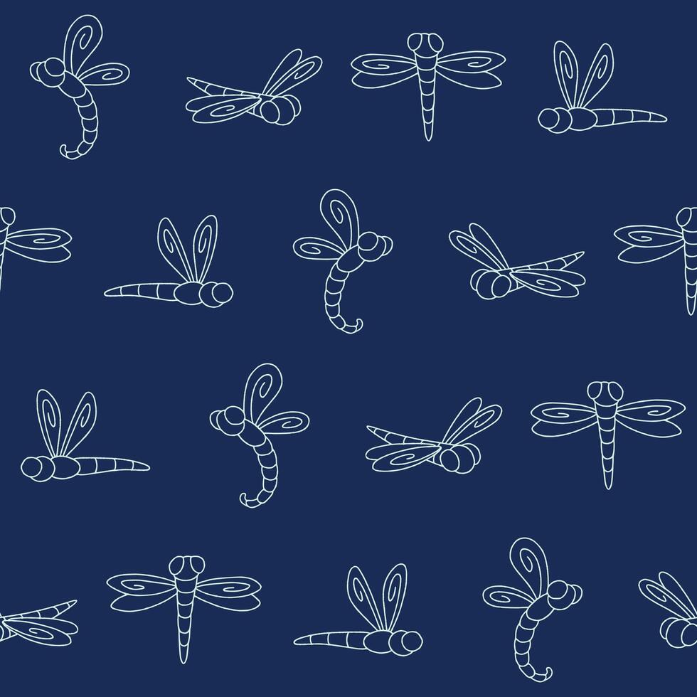 Outline Dragonfly Seamless Pattern Background for Print Fabric Surface Fashion Wrapping vector