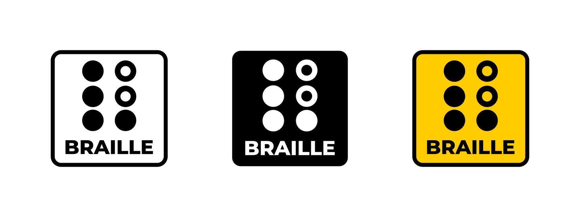 Braille sign icon. Six-dot tactile pattern label representing accessibility for blind or visually impaired readers illustration. Reading and assistive language symbol. Literacy sign. vector