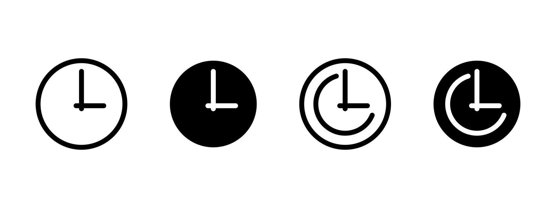 Clock icon. Analog clock face with hour and minute hands pointing at three oclock illustration. Time tracking and scheduling tool symbol. Interface time reminder sign. Watch pictogram. vector