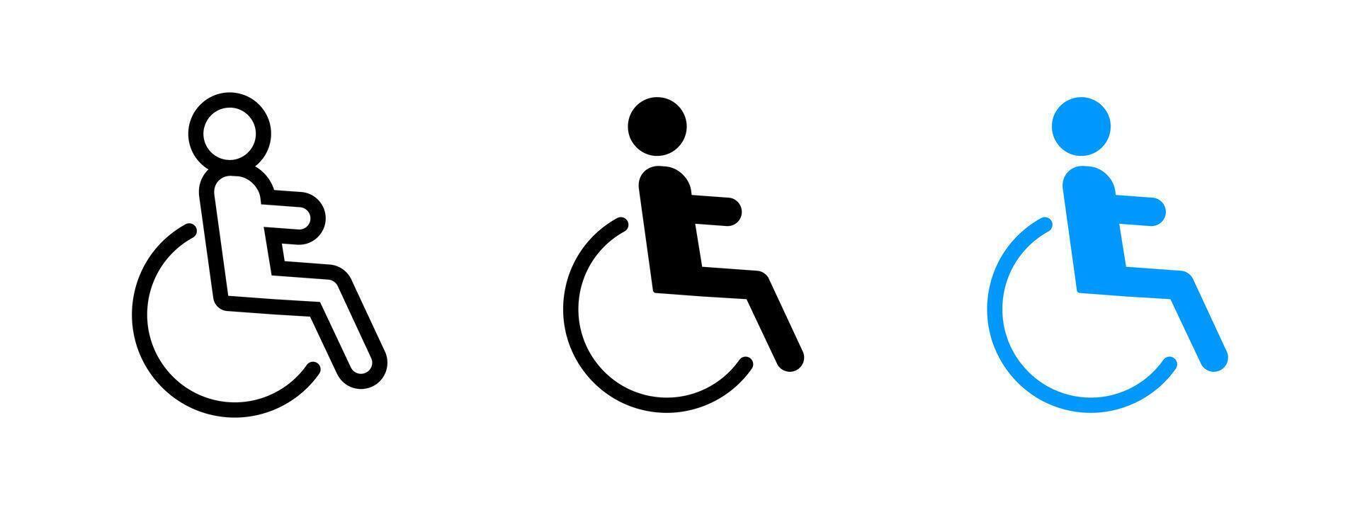 Wheelchair icon. Person seated in accessibility chair illustration. Symbol for inclusive facilities and parking access. Mobility and support services sign. Disability pictogram. vector