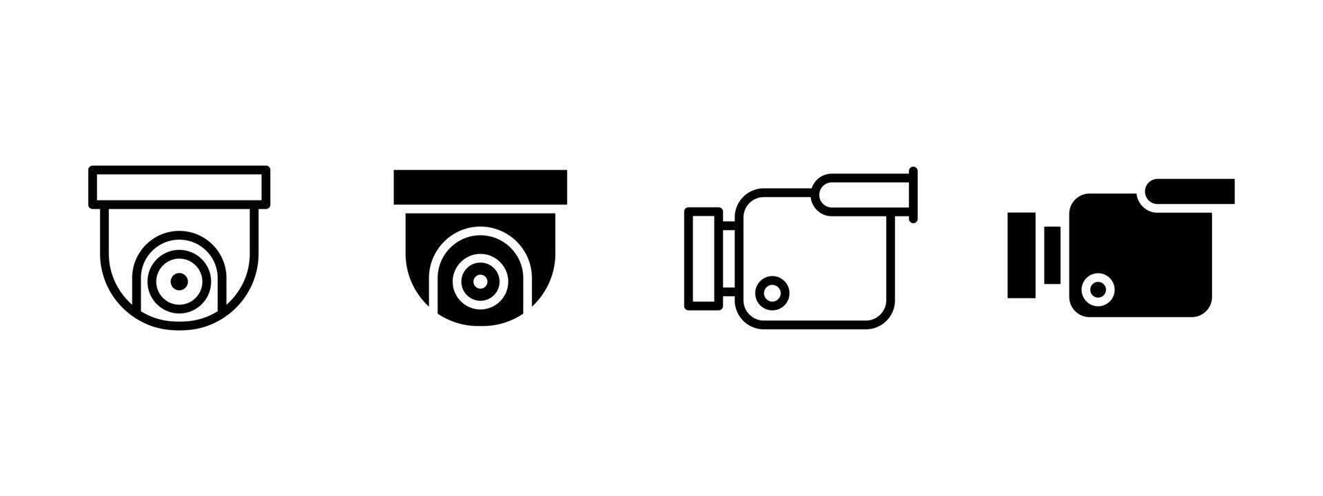 Camera icon. Dome and bullet surveillance cameras illustration. Devices for indoor and outdoor monitoring symbol. Home and office safety and security system sign. vector