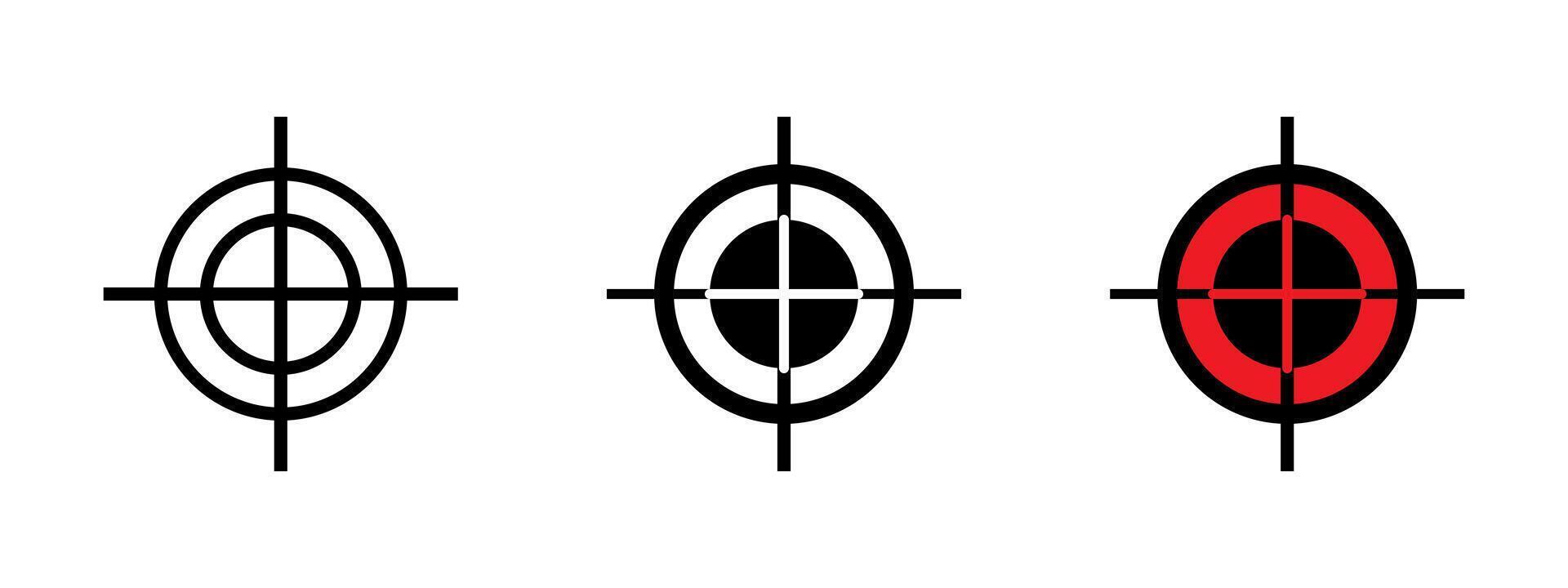 Target icon. Crosshair with concentric circles and vertical-horizontal sight lines . Precision aiming and goal focus symbol. Shooting, hunting and sniper sight pictogram. vector