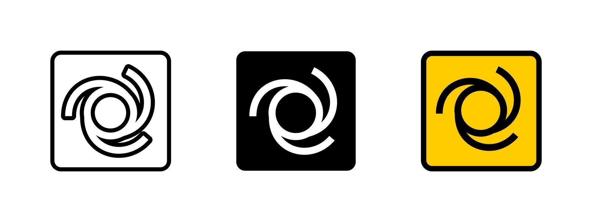 Hurricane icon. Swirling cyclone pattern powerful storm illustration. Tropical weather hazard and emergency alert symbol. Coastal protection and disaster management sign. Storm safety pictogram vector