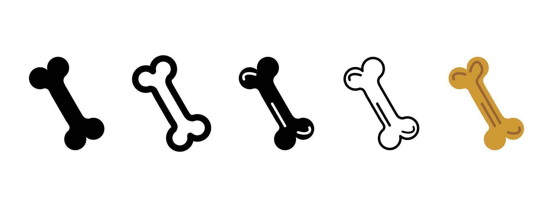 Bone icon. Simple dog treat shape with rounded ends illustration. Popular symbol for pet food, dog snacks and animal chew toys. Used in veterinary, pet shop and cartoon contexts. vector