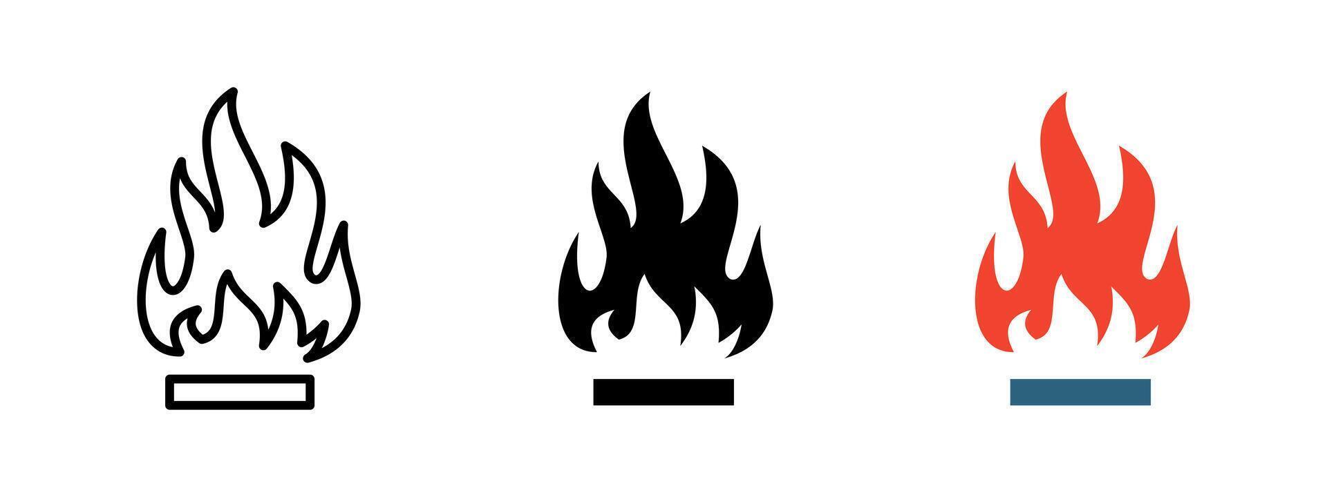 Stove flaming icon. Gas stove burner with rising flame illustration. Symbol of heat, combustion and kitchen appliance. Cooking energy and ignition safety sign. Gas heating pictogram. vector