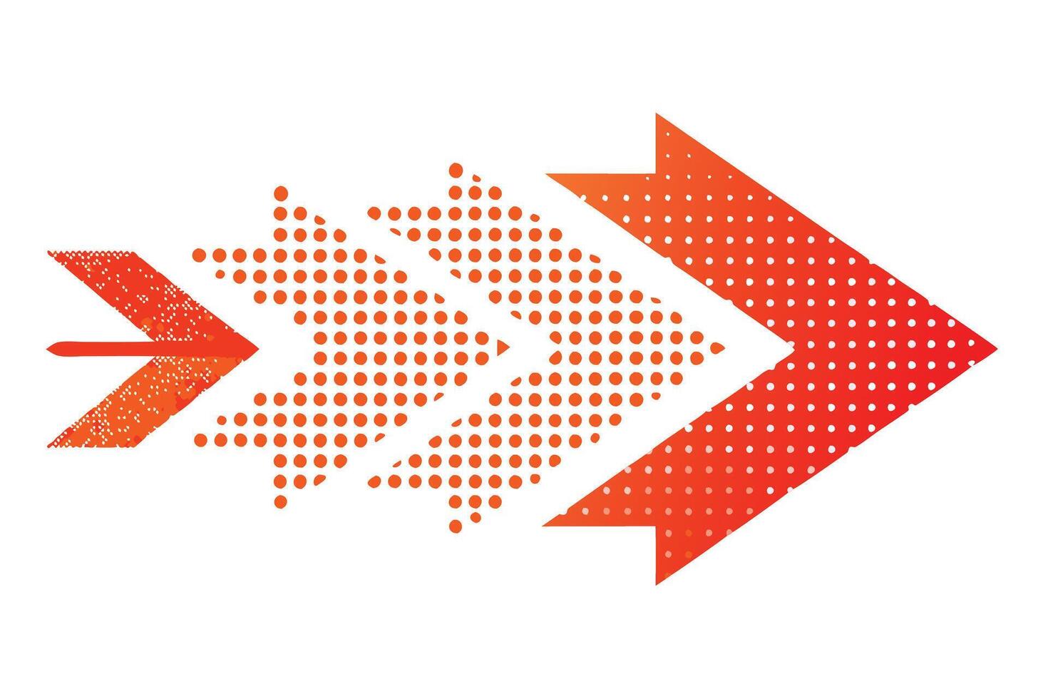 Dynamic Orange Arrow Design Abstract Halftone Arrows Pointing Right, Symbolizing Progress and Growth - Professional digital artwork with vibrant colors and detailed composition vector