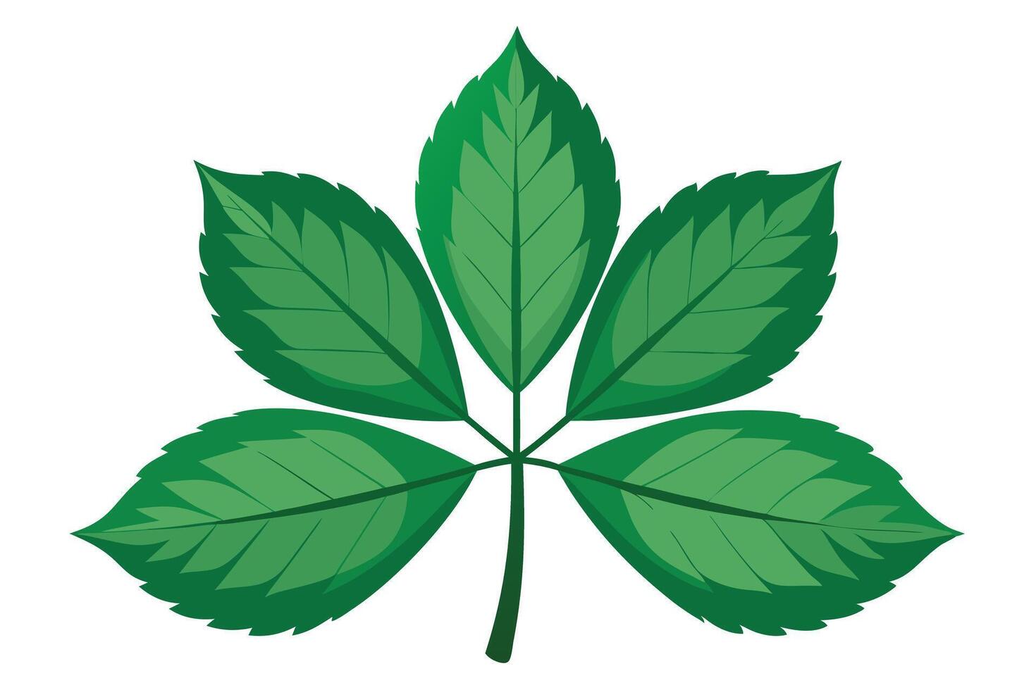Serene Five-Leaf Green Plant Illustration Vibrant Nature Image for Botanical Designs and Spring Themes - Professional digital artwork with vibrant colors and detailed composition vector