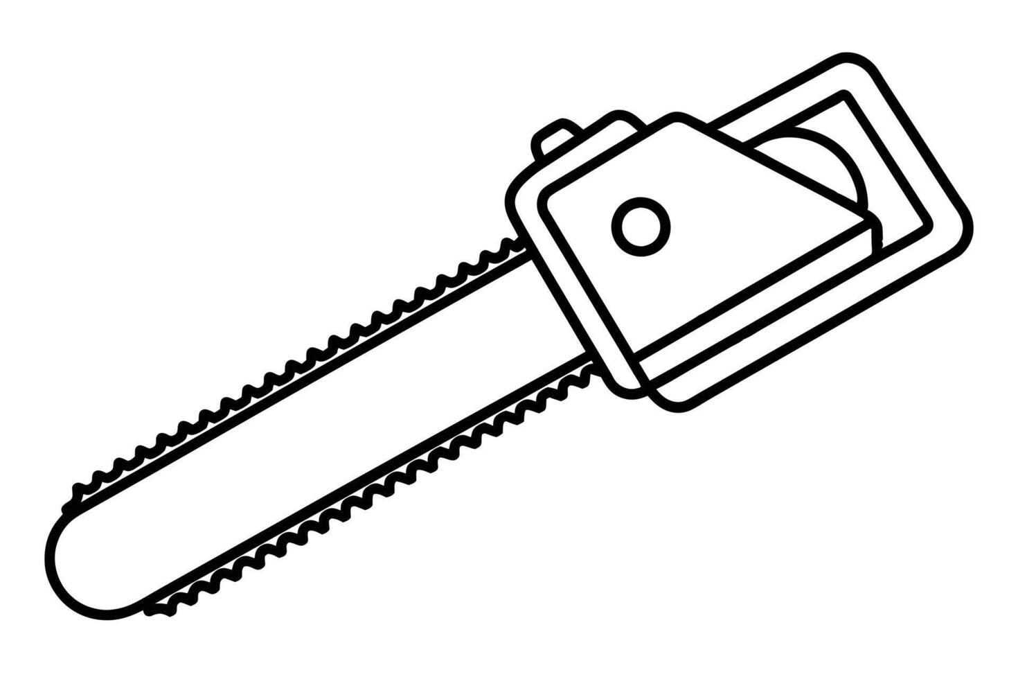 Powerful Chainsaw Ready for Action A Dramatic Line Art Illustration of a Chainsaw Against a White Background vector