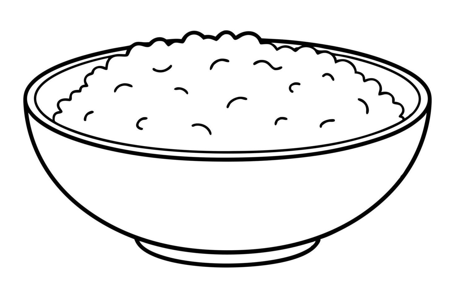 Simple Line Drawing of a Bowl of Creamy Oatmeal, a Wholesome Breakfast in a Rustic Setting, Evoking Feelings of Warmth and Comfort vector