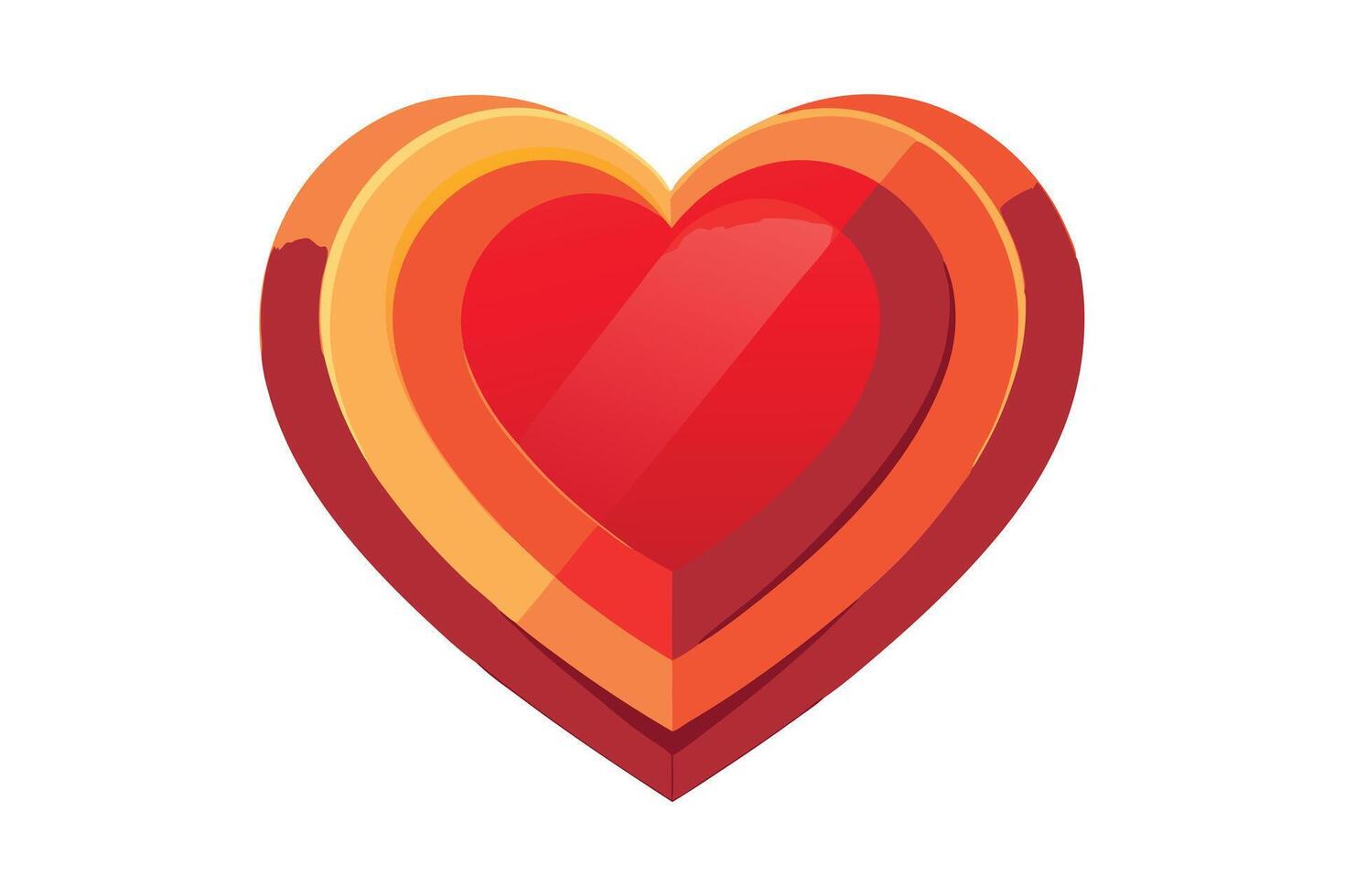 Vibrant Red Heart with Layered Orange and Maroon Design, Romantic Symbol, Love Concept Illustration - Professional digital artwork with vibrant colors and detailed composition vector