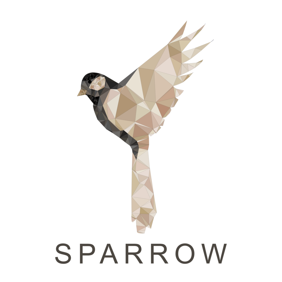Geometric Low Poly Sparrow Minimalist illustratiom png
