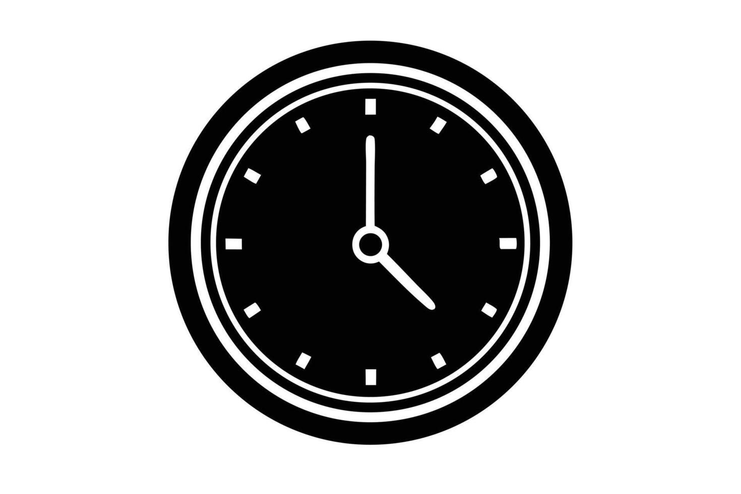 Simple Black Clock Showing Time, Minimalist Design, Isolated on White Background, Elegant Timepiece Illustration, Perfect for Web and Print vector