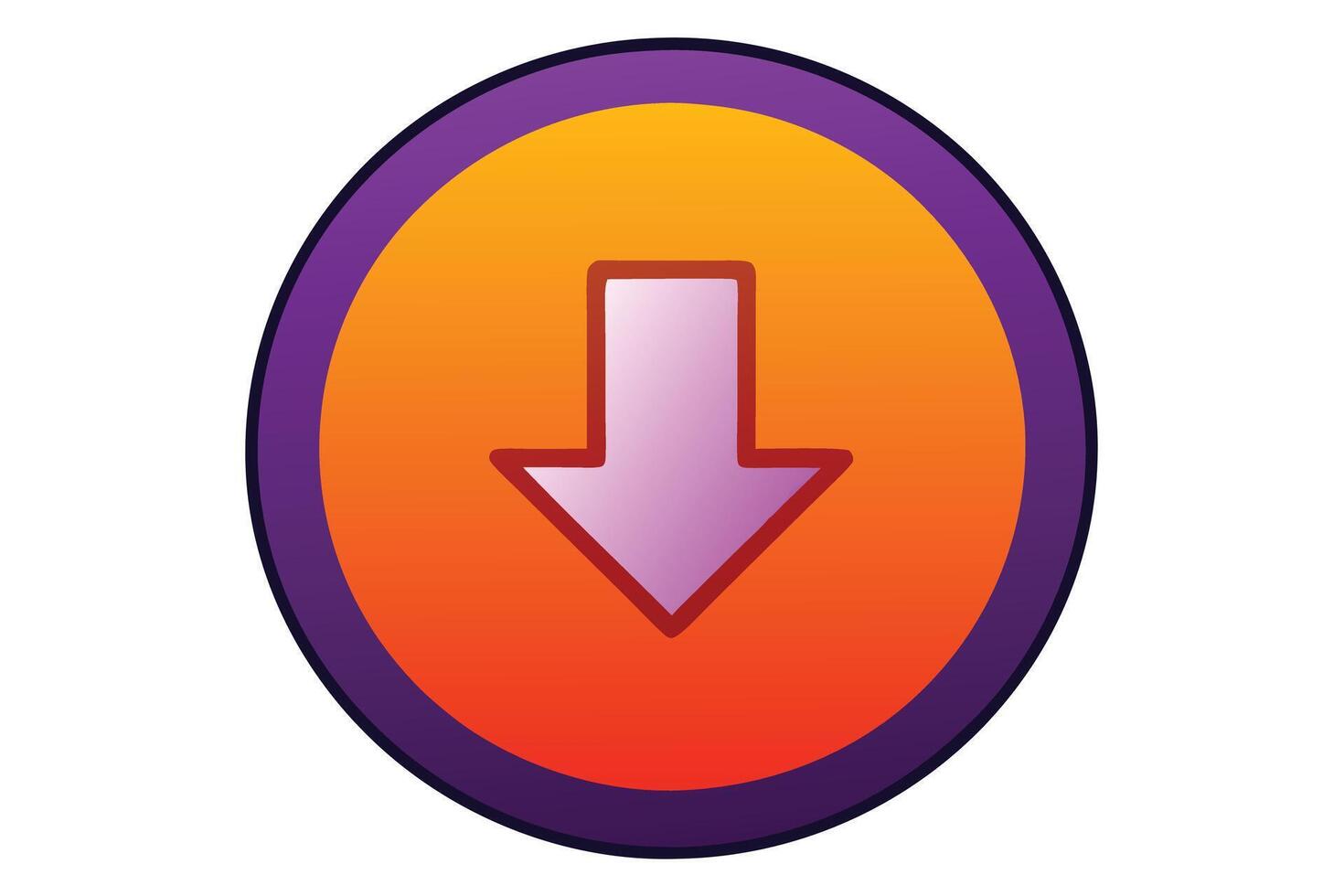 Vibrant Circular Download Button A Sleek Purple and Orange Arrow Icon for Digital Download, User Interface, and Web Design vector