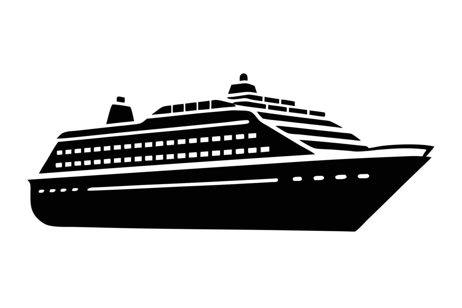 Majestic Cruise Ship Sailing on Calm Ocean Waters A Dramatic Black and White Illustration of a Luxury Vessel vector