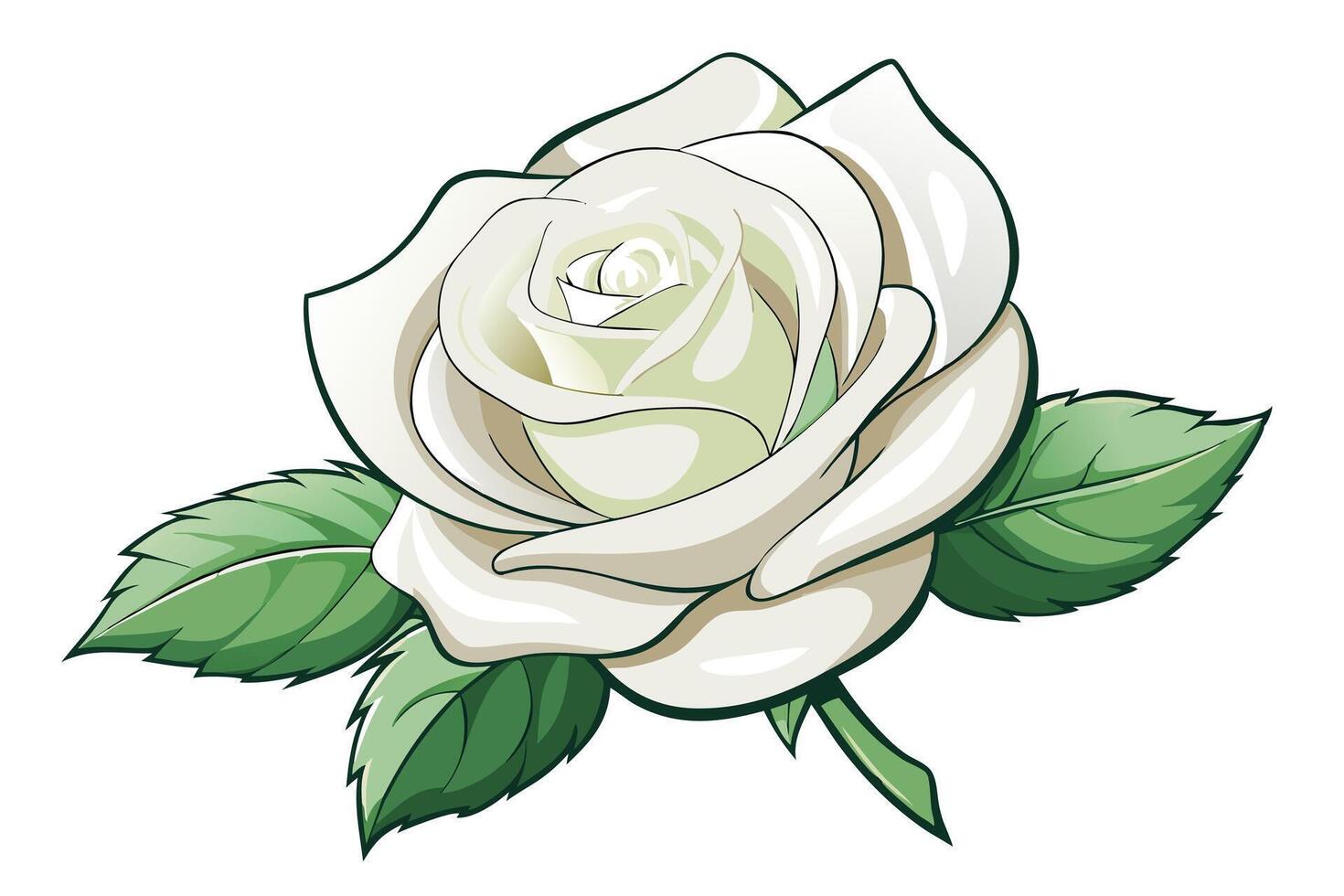 Serene White Rose Blossom, Elegantly Blooming in Isolated Purity, Symbolizing Peace and Grace - Professional digital artwork with vibrant colors and detailed composition vector