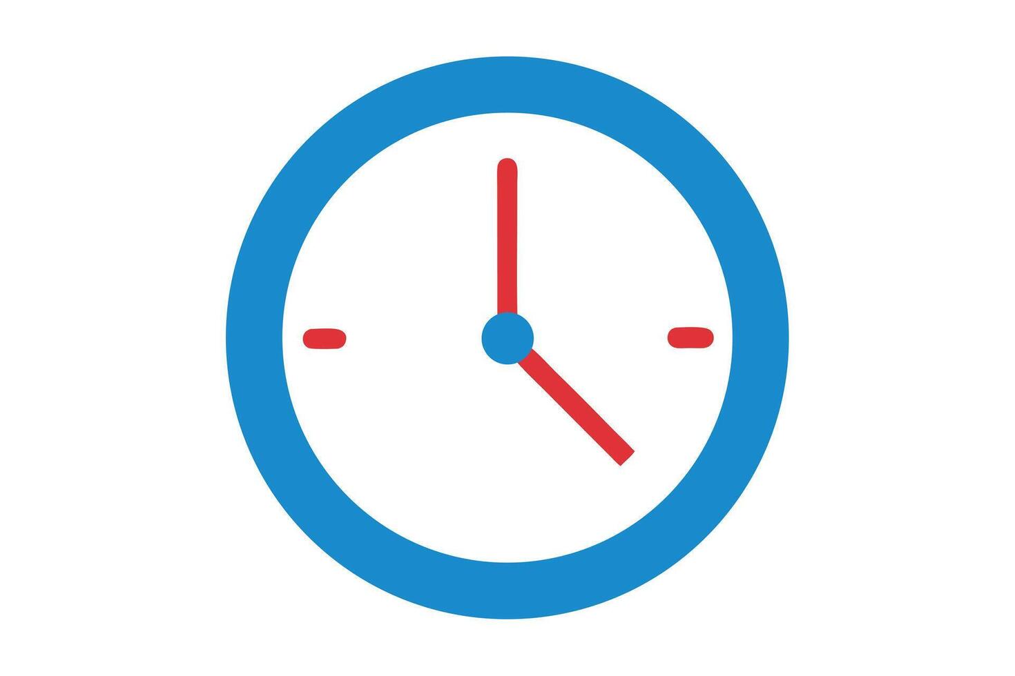 Simple Blue and Red Clock Showing Time Management, Punctuality, and Efficiency Concept on White Background vector