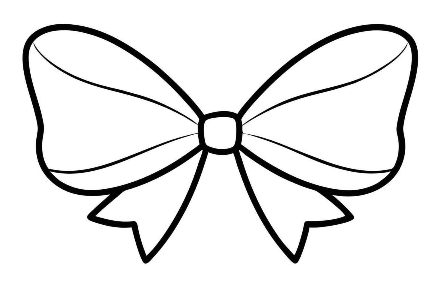 Adorable Black and White Line Art Bow Clipart A Simple, Elegant, and Cheerful Design Perfect for Coloring Pages, Crafts, and Digital Projects vector