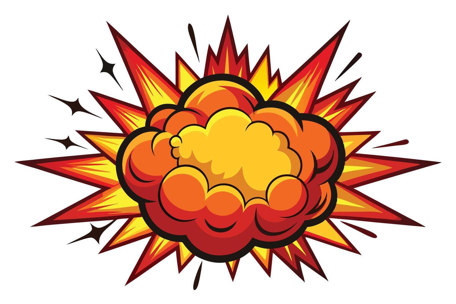 Fiery Comic Book Explosion Graphic Intense Orange and Red Blast with Dynamic Starburst Effect on White Background vector