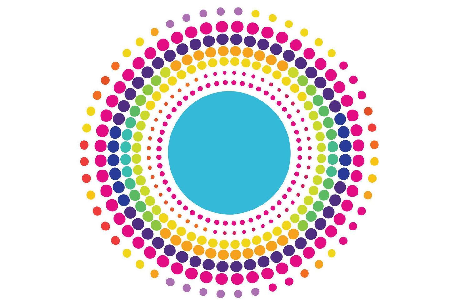 Vibrant Rainbow Dotted Circle Design Joyful, Colorful Abstract Art for Happy Backgrounds - Professional digital artwork with vibrant colors and detailed composition vector